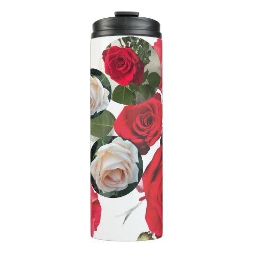 Classic timeless floral redcreamdusty pink roses thermal tumbler