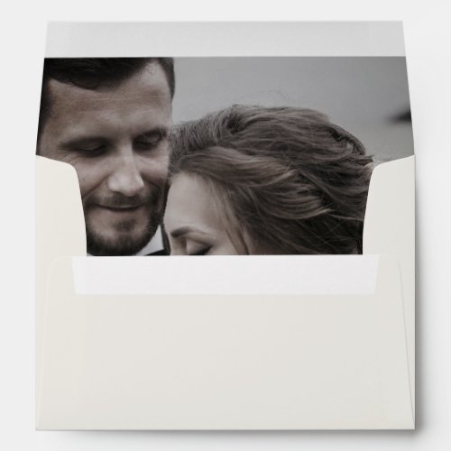 Classic Timeless Ivory Calligraphy Photo Wedding Envelope