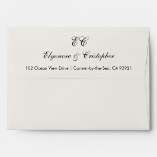 Classic Timeless Ivory Calligraphy Wedding Envelope