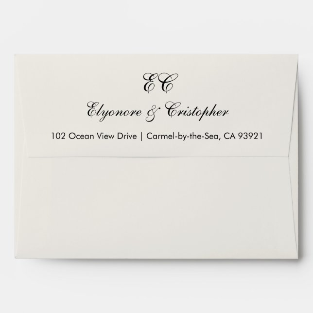 Classic Timeless Ivory Calligraphy Wedding Envelope (Back (Top Flap))
