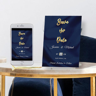 Classic Timeless Navy Gold Wedding Simple Elegant Save The Date