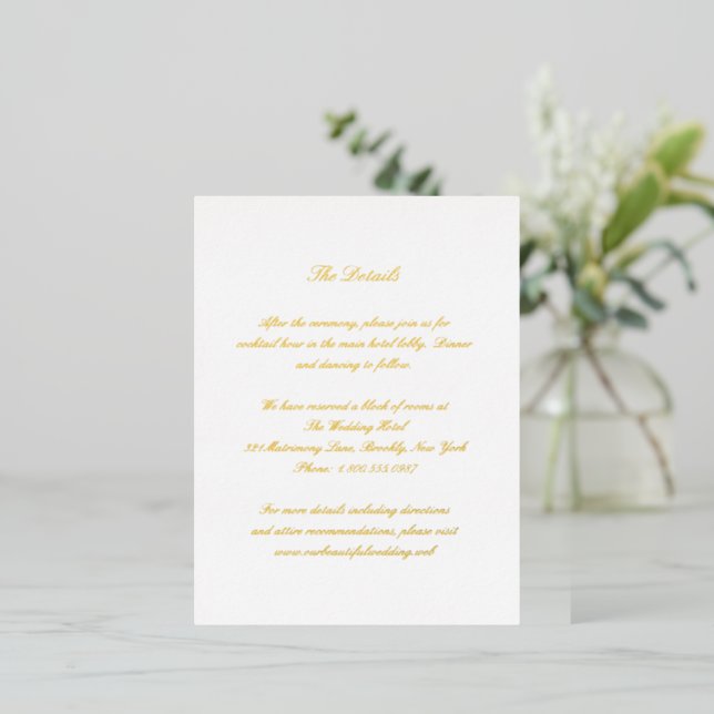 Classic Timeless Wedding Foil Enclosure Card (Standing Front)