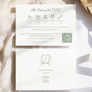 Classic Timeline Monogram Crest Wedding Enclosure Card