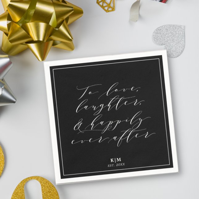 Classic To Love Laughter Quote Wedding Paper Napki Napkins (Creator Uploaded)