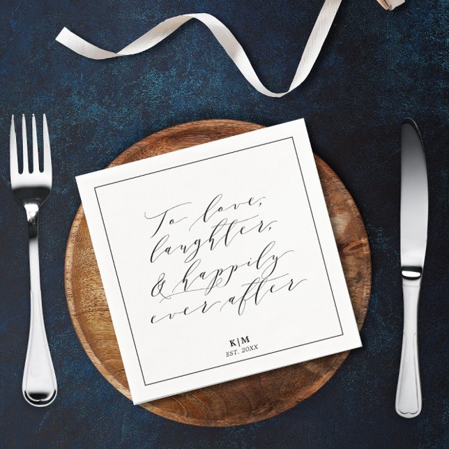 Classic To Love Laughter Quote Wedding Paper Napkins (Creator Uploaded)