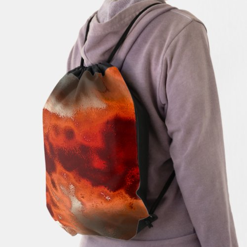 Classic to stained in shades of intense redcoral drawstring bag
