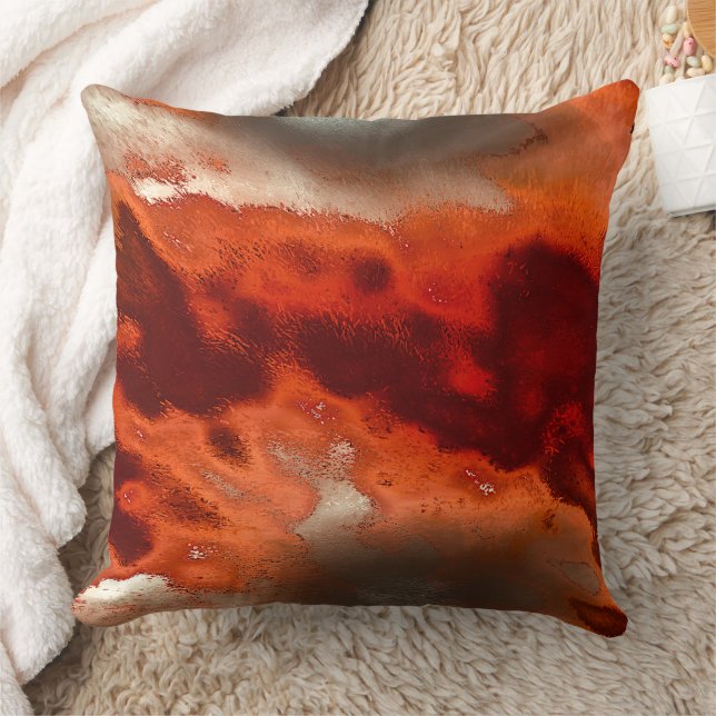 Classic to stained in shades of intense red&coral throw pillow (Blanket)