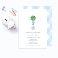 Classic Topiary Ball With Bow Boy Baby Shower Invitation