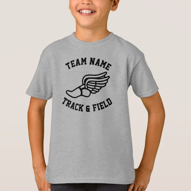 Classic Track and Field Custom Team Name or Text T-Shirt (Front)