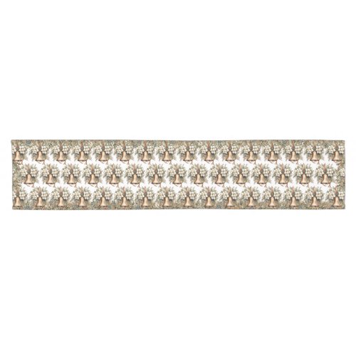 Classic tradition greenery gold Christmas bells Short Table Runner