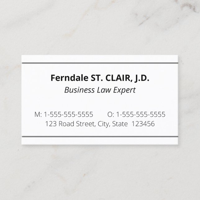 Classic, Traditional Business Card (Front)