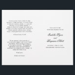 Classic Traditional Elegant Wedding Program<br><div class="desc">Classic style folded Wedding Program with accent words in an elegant calligraphy typography. The front has your event details, the inside has your wedding party and order of ceremony. The back has a template for your message / quotes. All text is in black over a white background and may be...</div>