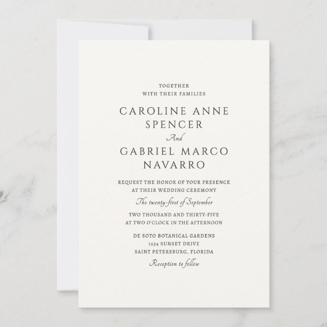 Classic Traditional Formal Wedding Invitation (Front)