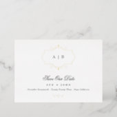 classic traditional gold wedding save the date foil invitation (Standing Front)
