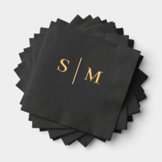 Classic Traditional Monogram Wedding Foil Napkins
