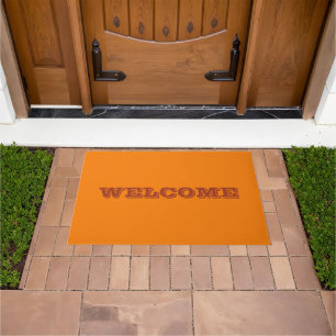 Classic Traditional Pumpkin Orange Solid Color Doormat