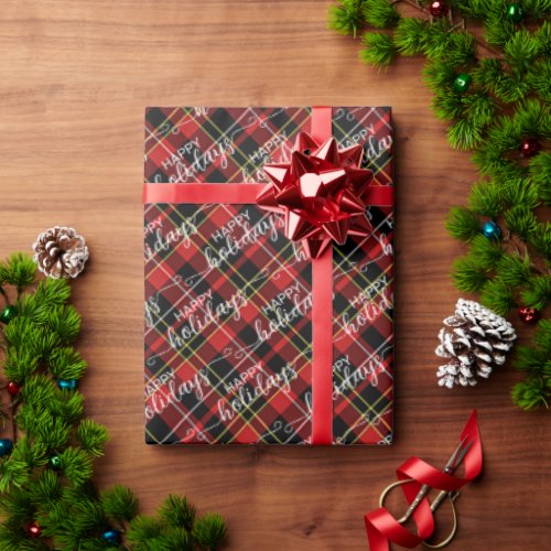 Classic Traditional Red Black Yellow White Plaid Wrapping Paper