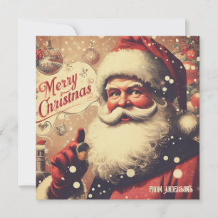 Classic traditional retro illustration Santa Claus Holiday Card