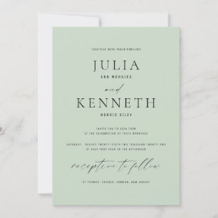 Classic Traditional Sage Green Wedding Invitation