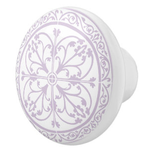 Classic Traditional Stylish Abstract Purple White Ceramic Knob