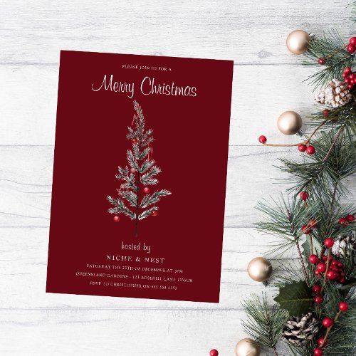 Classic Traditional Tree Budget Christmas Party Invitation