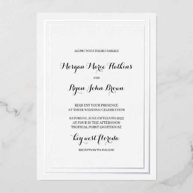 Classic Traditional Wedding Invitation Foil Invitation (Front)