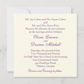 Classic Traditional Wedding Invitation - Purple