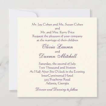Classic Traditional Wedding Invitation - Purple by bridalwedding at Zazzle