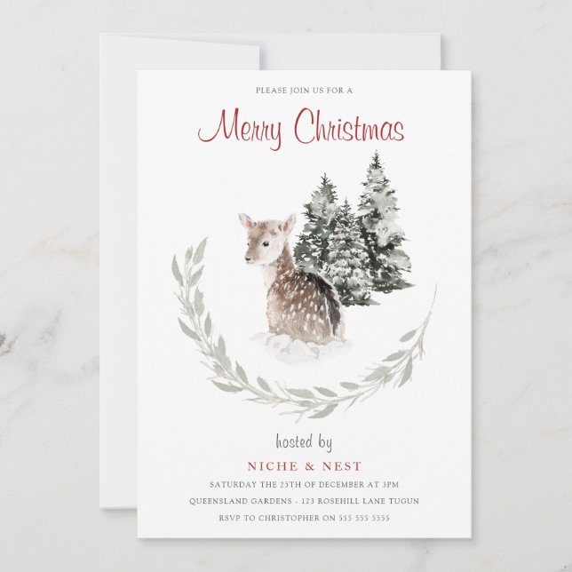 Classic Traditional Winter Christmas Party Invitation (Front)