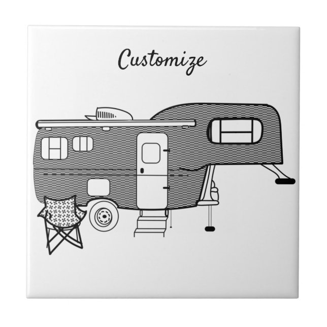 Classic Travel Trailer Caravan Thunder_Cove Ceramic Tile (Front)