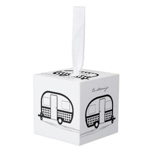 Classic Travel Trailer Caravan Thunder_Cove Cube Ornament