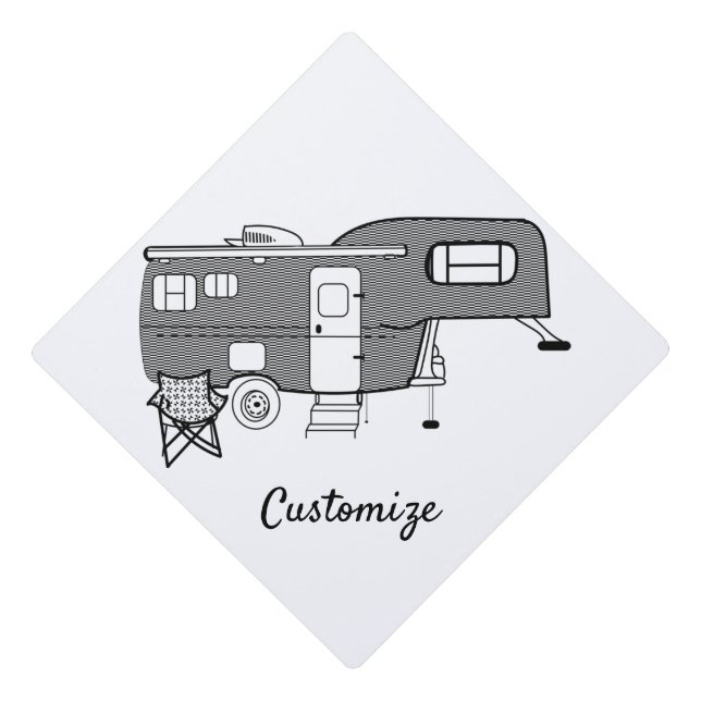 Classic Travel Trailer Caravan Thunder_Cove Graduation Cap Topper (Front)