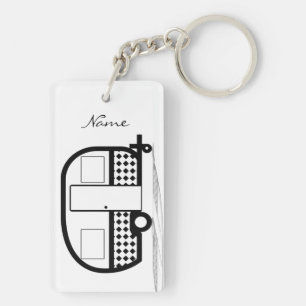 Classic Travel Trailer Caravan Thunder_Cove Keychain