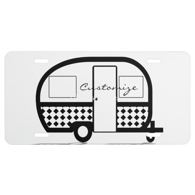 Classic Travel Trailer Caravan Thunder_Cove License Plate (Front)