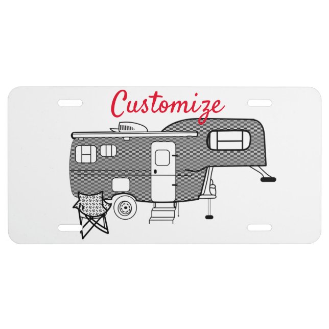 Classic Travel Trailer Caravan Thunder_Cove License Plate (Front)