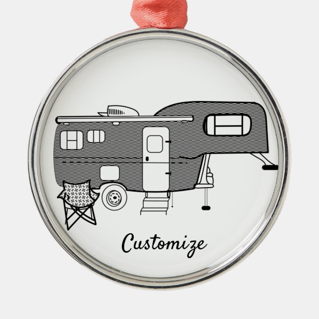 Classic Travel Trailer Caravan Thunder_Cove Metal Ornament (Front)