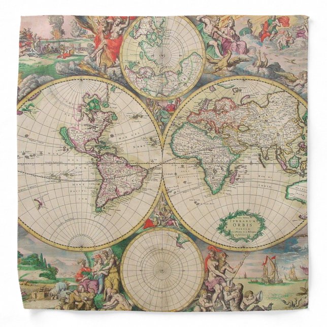 Classic Travel Vintage World Map Bandana (Front)