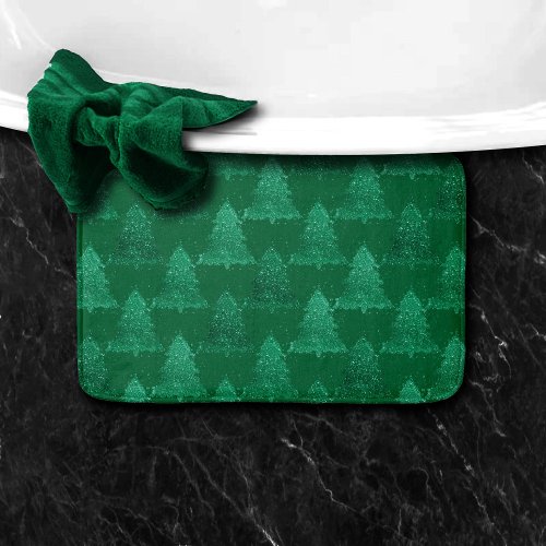 Classic Tree Pattern  Bold Kelly Green Christmas Bath Mat