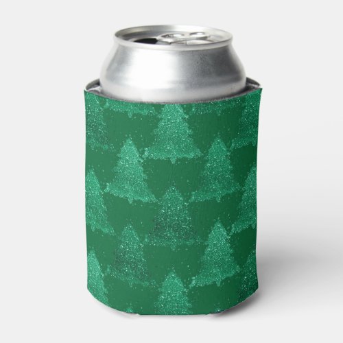Classic Tree Pattern  Bold Kelly Green Christmas Can Cooler
