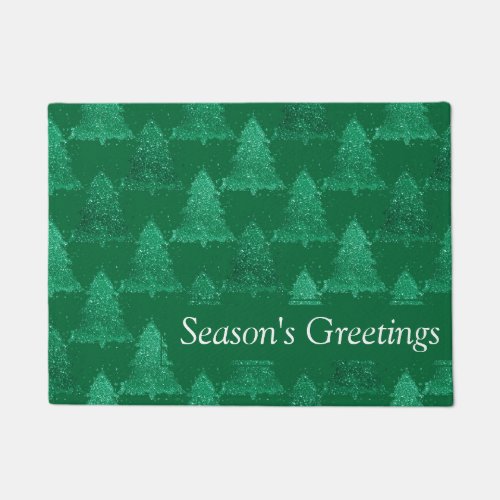 Classic Tree Pattern  Bold Kelly Green Christmas Doormat