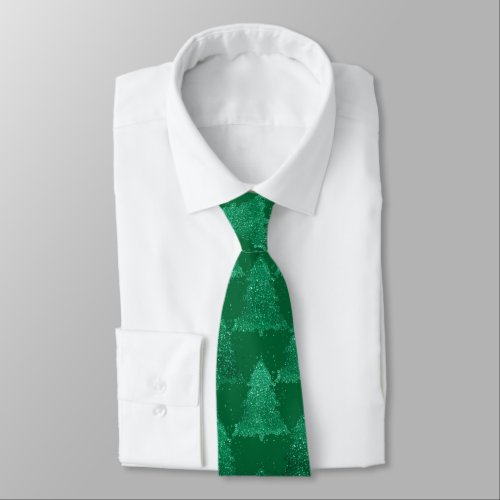 Classic Tree Pattern  Bold Kelly Green Christmas Neck Tie