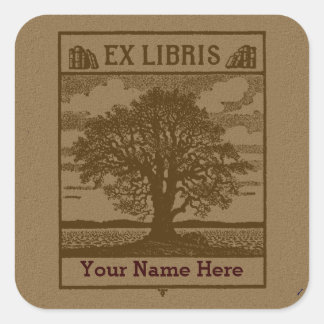 Classic Tree with Books Ex Libris Bookplate