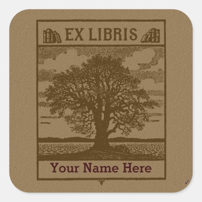 Classic Tree with Books Ex Libris Bookplate (Front)