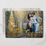 Classic Trendy Artistic Winter Wonderland Art Gold Foil Holiday Card