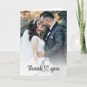 Classic Trendy Chic Bride And Groom Wedding Photo Letterpress Thank You Card