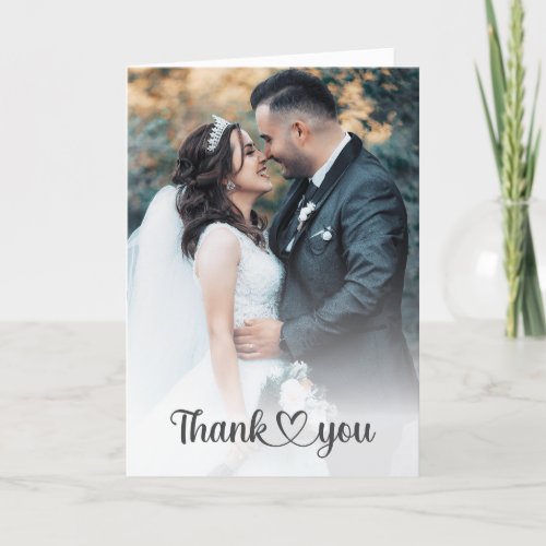 Classic Trendy Chic Bride And Groom Wedding Photo Thank You Card