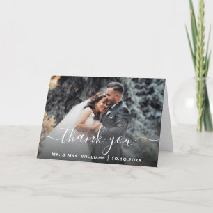 Classic Trendy Chic Wedding Photo Bride And Groom Letterpress Thank You Card