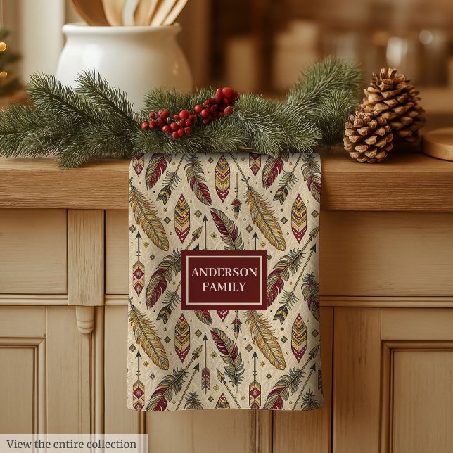 Classic Tribal Towel Personalized Feathers Accent (Classic Tribal Towel Personalized Feathers Accent)