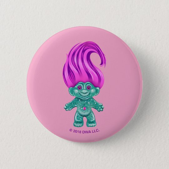 Classic Trolls | Green Glitter Troll Button | Zazzle.com