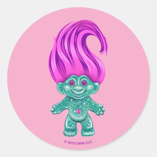 Classic Trolls | Green Glitter Troll Classic Round Sticker | Zazzle.com